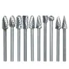 Transfronterizo 10 Piezas Aleación Cabezal de Rectificado Talla en Madera Lima de Rectificado Talla de Raíz Cuchillo de Tallado 3-6 Mm Lima Rotatoria Cabezal de Rectificado de Doble Grano