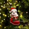 Nuevos Calcetines de Navidad 2023 Perro Árbol de Navidad Colgante Decoración Colgante Acrílico Plano Decoraciones para el Hogar Colgante