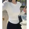 Nueva Camiseta de Manga Larga De Rong para Mujer para Otoño e Invierno, Capa Base, Corte Ajustado, Top Corto Versátil
