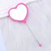 Espejo de Mano con Forma de Corazón para Maquillaje, Espejo de Tocador Portátil de una Cara con Cuentas Creativas DIY, Espejo de Maquillaje de Plástico con Forma de Corazón en Stock
