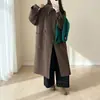 Nuevo Abrigo de Lana con Capucha Otoño/Invierno 2026 para Mujer de Longitud Media Holgado Estilo Coreano Ropa Exterior de Lana de Gama Alta Versátil
