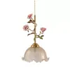 Lámpara Colgante de Mesita de Noche para Habitación de B&B Estilo Francés Vintage para Estudio Entrada Flor de Rosa Creativa Lámpara de Iluminación Ambiental de Vidrio