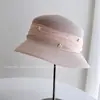 Sombrero de Pescador Ligero de Lino Sintético para Mujer, Sombrero de Paja con Protección Solar para Verano, Sombrero Cubo Plegado Estilo Francés con Perlas, Sombrero de Sol de Lujo Ligero para Rostro Pequeño