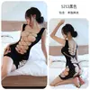 Noche Larga Ropa Interior Romántica Bodis Sexy Calado Medias de Malla Abertura en la Entrepierna para No Quitarse Transparente Juego de Roles Tentación 5213