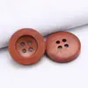 Botões de Madeira de Quatro Furos com Bordas Largas e Finas, Bordas Chanfradas e Linhas Pontilhadas, com Logo Personalizado Gravado a Laser, para Camisas e Cardigans, Botões Decorativos Costurados à Mão