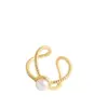 Nafuge joyería de plata al por mayor moda simple anillo de plata de ley 925 con perla natural de agua dulce anillo abierto chapado en oro