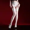 Meias "Youlan" Xiyue Sexy Maduras de Renda com Tiras Aurora, Meias Longas Sensuais Femininas Brilhantes Sedosas, Meias Pretas
