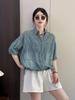2025 Nuevo Verano para Mujer Estilo Europeo y Americano Bolsillo Decorado Versión Holgada Camisa a Rayas Top Casual Versátil