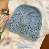 Touca de Crochê Flor de Crochê Feita à Mão Fábrica Em Estoque Chapéu de Tricô Floral Vazado para Meninas Venda por Atacado Primavera e Outono Chapéu Slouchy de Renda