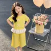 Conjunto de Roupa de Verão para Meninas 2026 Novo Estiloso Dopamina Estilo Fino Calça Casual de Manga Curta Infantil
