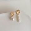 Pendientes de perlas barrocas francesas suaves para mujer, diseño de nicho, pendientes de perlas naturales, pendientes de mano sencillos y elegantes.