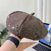 2025 Nuevo Otoño e Invierno Cálido Lana Retro Lentejuela Boina Mujer que Muestra la Cara Pequeña Elegante Sombrero de Pintor Tendencia