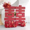 Banquete de noivado arroz decoração de casamento grande saída vermelho dupla felicidade 2 ornamentos tridimensionais painel de fundo layout do caractere felicidade painel KT de chão