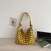 Bolso Grande de Mujer 2026 Nuevo Verano Casual Bolso de Hombro Bolsa de Tela a Cuadros Japonesa y Coreana para Clase y Viajes Diarios Bolso Tote