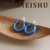 Nuevos Pendientes Versátiles en Forma de C de Esmalte Rojo, Elegantes y Sencillos, con un Toque de Lujo Ligero y Gama Alta, Pendientes de Aguja de Plata S925 para Mujer