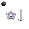 Brincos de Liga de Titânio F136 com Design de Fogos de Artifício Margarida Pequena, Moldura Degradê com Zircônias 5A, Joias para Lábios, Unhas, Orelha e Piercings Corporais