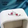 Pendientes de carpa de plata esterlina s925, moda creativa hipster para mujer, pendientes de koi rojo, pendientes de plata coreanos de buena suerte.