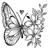 Pegatina de Tatuaje de Araña Mariposa Oscura Blanco y Negro Boceto Flor de Rosa Impermeable Halloween Personalizado Pegatina de Tatuaje para Brazo