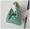 Bolsa de Lona Listrada 2026 Novo Estilo Coreano Ins Estilo Preguiçoso Bolsa Tote Estudante Grande Capacidade Casual Bolsa de Ombro para Mulheres