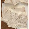 Ropa Interior de Algodón Puro para Mujer con Adorno de Encaje Floral Retro, Antibacteriana, Transpirable, de Cintura Media, Nudo de Lazo, Suave, Agradable para la Piel, Bragas Triangulares