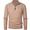 Suéter de Punto con Media Cremallera y Cuello Alto para Hombre, Colección Otoño/Invierno de Comercio Exterior 2026, Suéter de Punto Trenzado Estilo Europeo y Americano, Camiseta Térmica de Manga Larga para Hombre