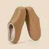 Zapatillas de Algodón con Textura de Cuero EVA en la Punta para Mujer para Otoño e Invierno con Forro Polar Adicional Calientes Impermeables Antideslizantes Suela Gruesa Ropa de Exterior para Personas Perezosas Zapatillas Peludas