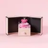 Regalo de San Valentín Collar de Proyección Joyería Caja de Regalo Oso Enamorado Rosa Puerta Doble Rosa Flor Eterna Hecho a Mano