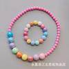 Nuevo estilo coreano para niños, pequeño, fresco, colorido, acrílico, color caramelo, cuentas redondas, collar, pulsera, conjunto para estudiante