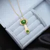 Pingente Ruyi de Jaspe Hetian Natural da Sorte Colar de Jade em Prata Esterlina 925 para Aniversário da Mãe