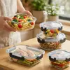 Lonchera rectangular de vidrio de borosilicato, apta para microondas, lonchera especial para oficinistas, recipiente para conservación de alimentos, caja bento