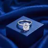 Suministro para transmisión en vivo de TikTok: Anillos de moissanita color H para mujer, plata de ley, un quilate, varios estilos, engaste de seis garras, venta al por mayor directamente del fabricante
