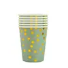 Vasos de Papel Desechables Gruesos con Estampado Dorado de Lunares de Colores, Vasos de Agua para Cumpleaños en Fiestas en Casa, Vasos Biodegradables para Té de Leche