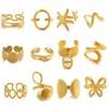 Accesorios de Moda Transfronterizos Europeos y Americanos, Anillo Abierto de Mariposa de Oro de 18 Quilates, Anillo Hueco de Acero Inoxidable de Estrella de Mar para Vacaciones