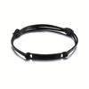 Pulsera Trenzada de Cuerda de Cuero Curvada de Acero de Titanio Pulido Espejo con Grabado para Pareja Hombre y Mujer Acero Inoxidable Cuerda de Cera Curvada Ajustable