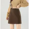 Falda de lana gris oscuro para mujer, mismo estilo que en Xiaohongshu, otoño/invierno 2026, falda corta de línea A de cintura alta adelgazante