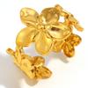 Anel Aberto de Flor de Aço Inoxidável Banhado a Ouro 18K, Joia de Luxo Leve da Moda com Design de Nicho, Venda Quente Transfronteiriça Europeia e Americana