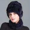 QT-078 Gorro para Adultos Mancha QT-078 Fan de Qiu Chong Gorro de Punto para Mujer Piel Todo-partido Crochet a Mano Teñido Anudado Bola de Pelo Combinación de Colores