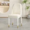 Cadeira de Jantar para Casa, Banqueta Simples de Mesa de Jantar com Encosto, Sala de Estar Sala de Jantar Lazer Comercial Hotel Metal Estilo Creme Cadeira