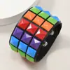 Em Estoque Pulseira com Rebites Quadrados de Três Fileiras Couro PU Colorido Canto Arredondado Punho Largo para Homens Tendência Cool Multicor Atacado de Comércio Exterior