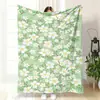Amazon Tk Best-Seller Transfronterizo Simple Verde Artístico Manta de Siesta Manta de Franela Trébol de la Suerte Funda de Manta