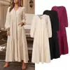 Vestido camisa bohemio primavera verano 2023 elegante casual cuello en V volantes manga larga túnica bata