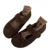 Zapatos Peludos con Lazo para Mujer 2024 Invierno Nuevos Calzado Exterior Planos Casuales con Suela Forrados de Felpa Calientes Zapatos Mary Jane
