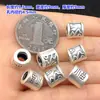 S999 Plata de Pie Retro Qianli Jiangshan Carácter Fu Cuentas de Agujero Grande Cubo de Cuentas Cuerda de Mano Tejida con Cuentas Collar Accesorios Hechos a Mano DIY