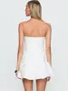 Vestido Corto Jacquard 3D Sin Tirantes con Estilo Princesa Dulce y Picante, Moño, Cintura Calada y Dobladillo con Volantes
