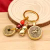 Llavero de Latón Giratorio con los Doce Signos del Zodíaco y Calabaza de Cinabrio Atractora de Riqueza, Unisex, Mismo Estilo, En Stock de Fábrica