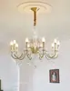 Lustre de cobre puro transfronteiriço, estilo luxo leve francês, adequado para iluminação principal de sala de estar, sala de jantar, quarto, lustre de vela de cristal estilo americano para quarto principal