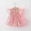 Novedad de Verano Falda de Malla con Bolsillo de Puntos y Volantes para Niña de un Año Falda de Princesa con Mangas Voladas para Bebé Niña Falda de Niña Hada Explosiones