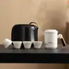 Porcelana de Jade Gordura de Ovelha Conjunto de Chá de Viagem Copo de Preparo Rápido para Exterior Um Bule Quatro Xícaras Camping Portátil Lembrança de Negócios Presente