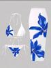 Nuevo Traje de Baño Sexy Estampado de Tres Piezas Estilo Europeo y Americano de Comercio Exterior Transfronterizo Versión Estampado Personalizado Amazon Charm Lily