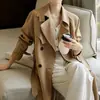 Casaco trench coat de alta qualidade com caimento fluido, estilo coreano, jaqueta cáqui, modelo feminino da primavera de 2026, roupas femininas de comprimento médio, estilo coreano